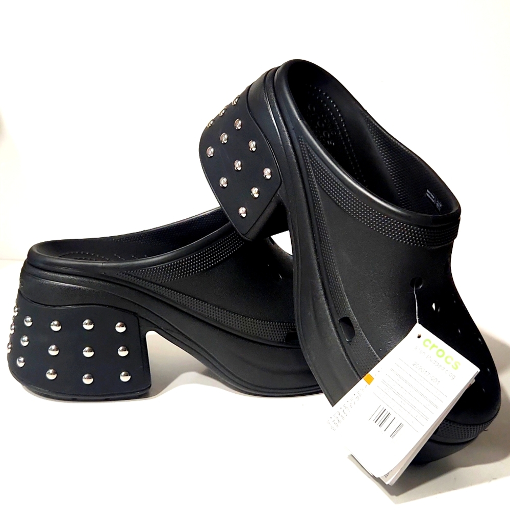 Crocs Black Studded Platform Clogs - image 7
